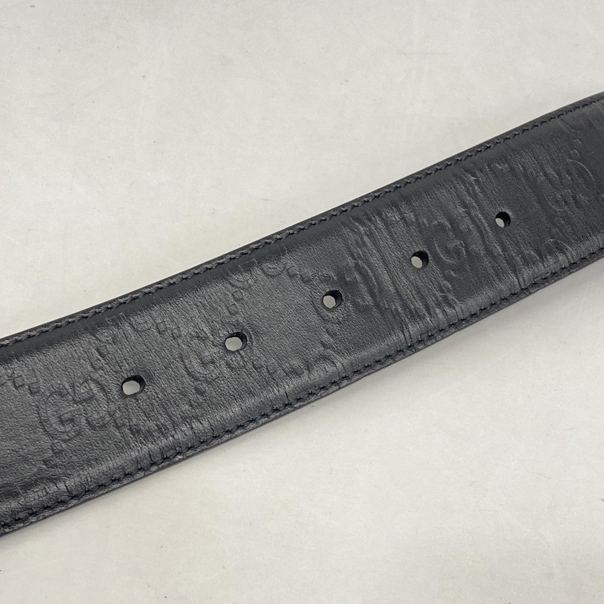 ★SALE【5ge5647-h】グッチ ベルト グッチシマ 411924 レザー ブラック シルバー金具【中古】メンズ