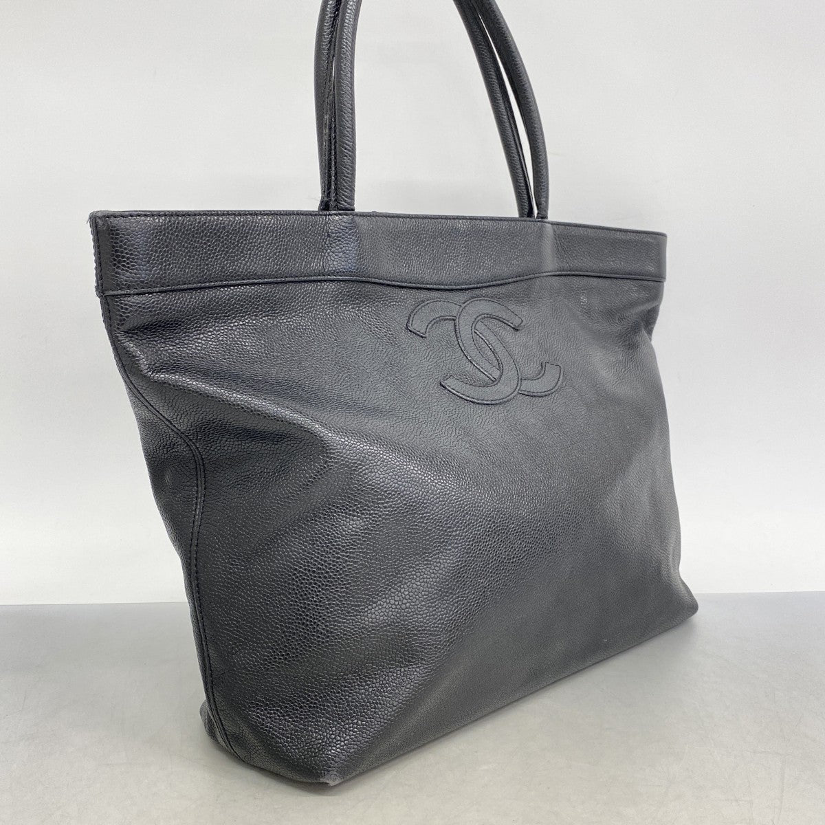 【5ge5675-h】シャネル トートバッグ キャビアスキン ブラック ゴールド金具【中古】レディース