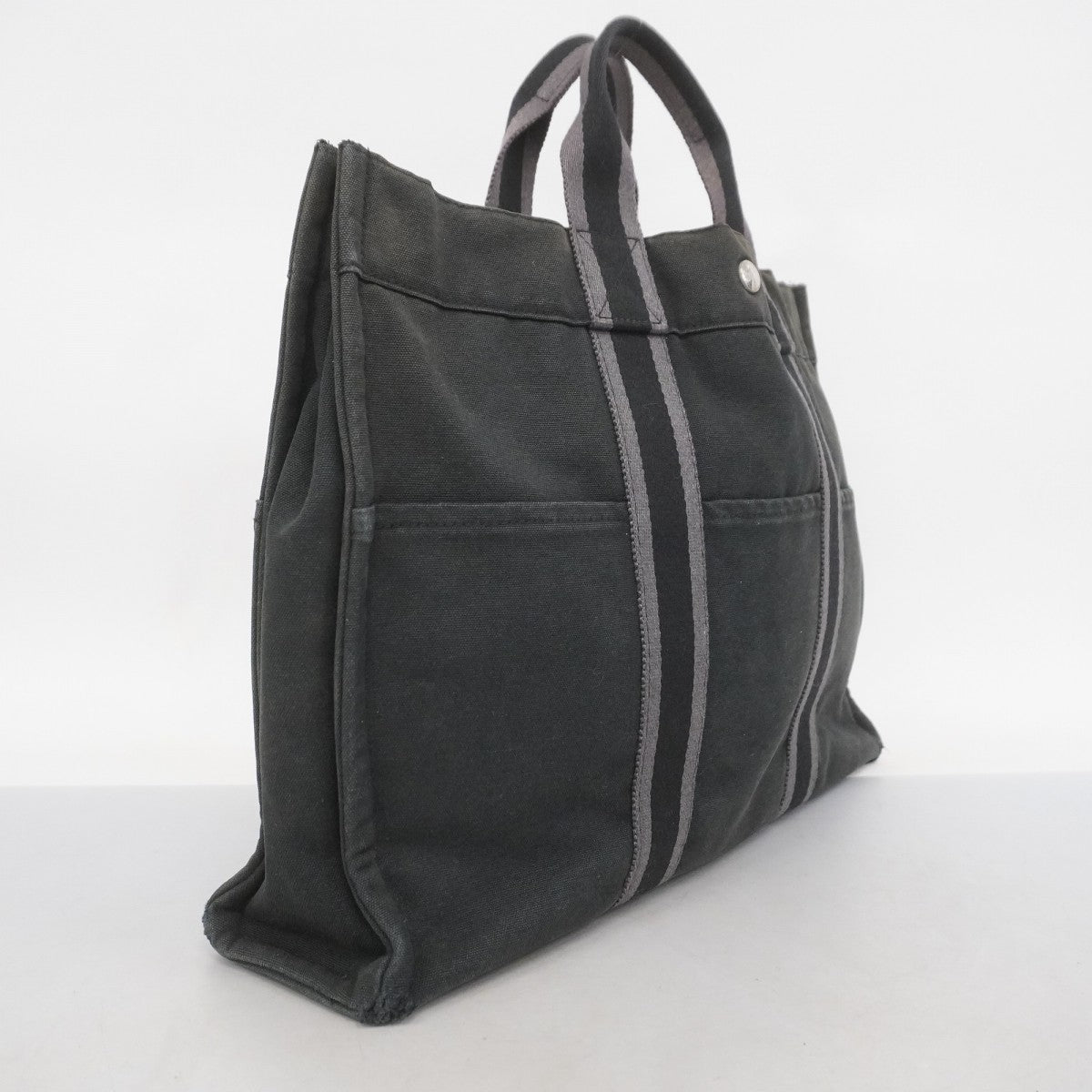 【5ge5740-h】エルメス トートバッグ フールトゥMM キャンバス ブラック シルバー金具【中古】メンズ レディース ユニセックス