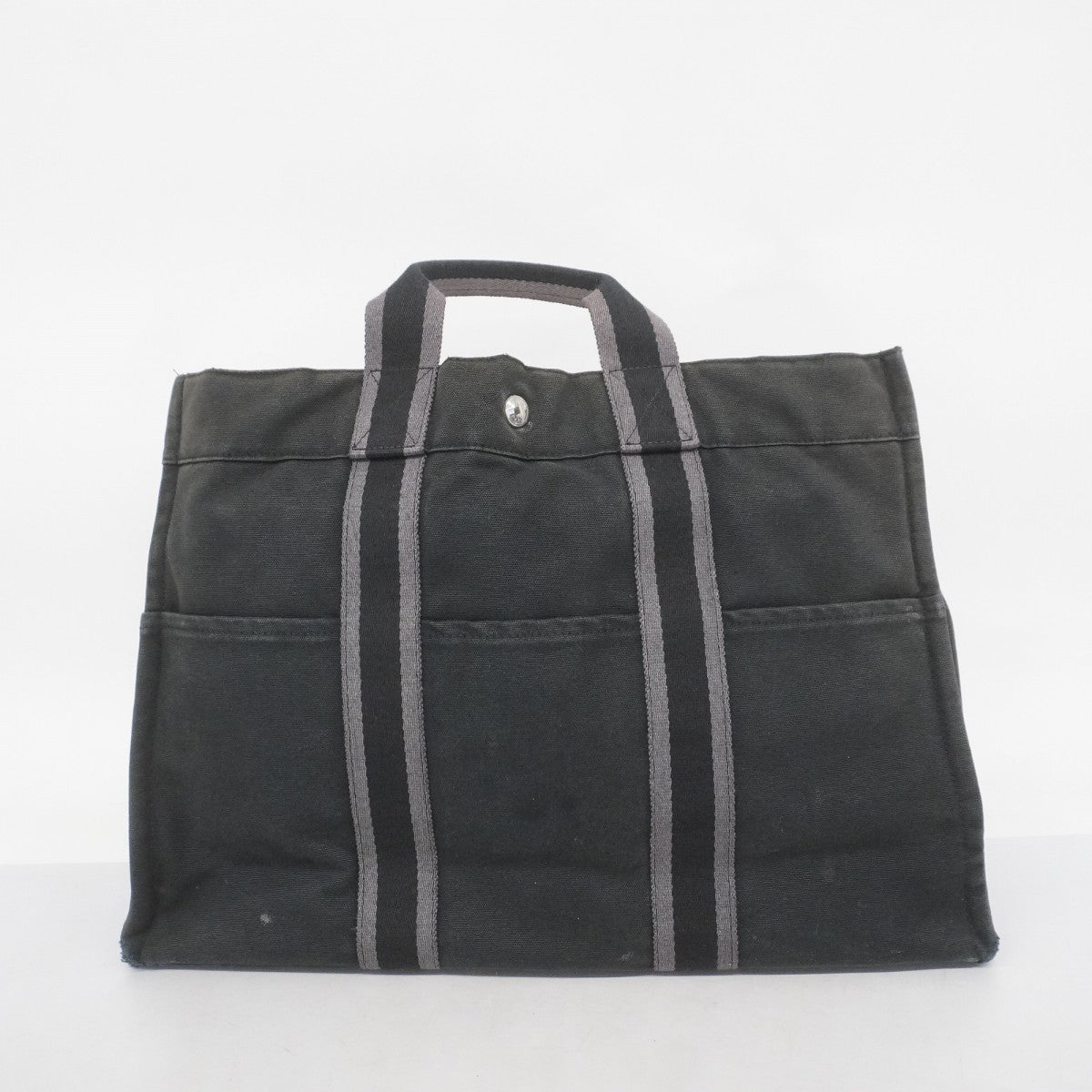 【5ge5740-h】エルメス トートバッグ フールトゥMM キャンバス ブラック シルバー金具【中古】メンズ レディース ユニセックス