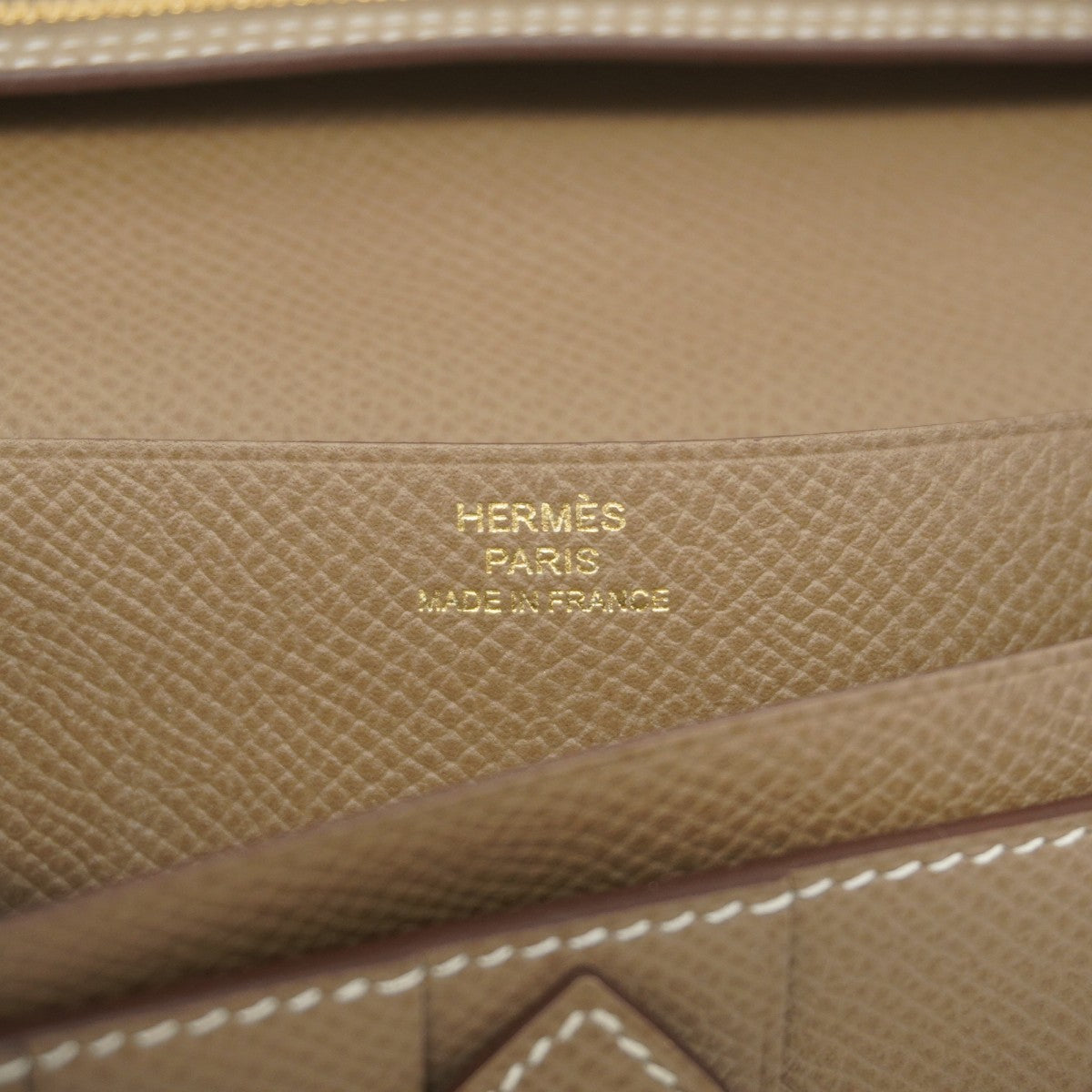 【5ge5811-h】エルメス 長財布 ベアンスフレ ヴォーエプソン エトゥープ ゴールド金具 C刻印【中古】メンズ レディース ユニセックス