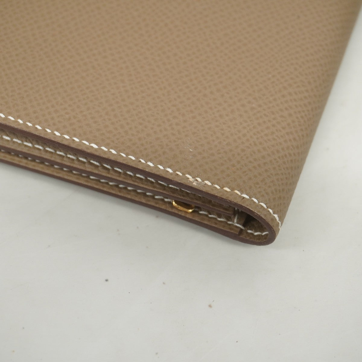 【5ge5811-h】エルメス 長財布 ベアンスフレ ヴォーエプソン エトゥープ ゴールド金具 C刻印【中古】メンズ レディース ユニセックス