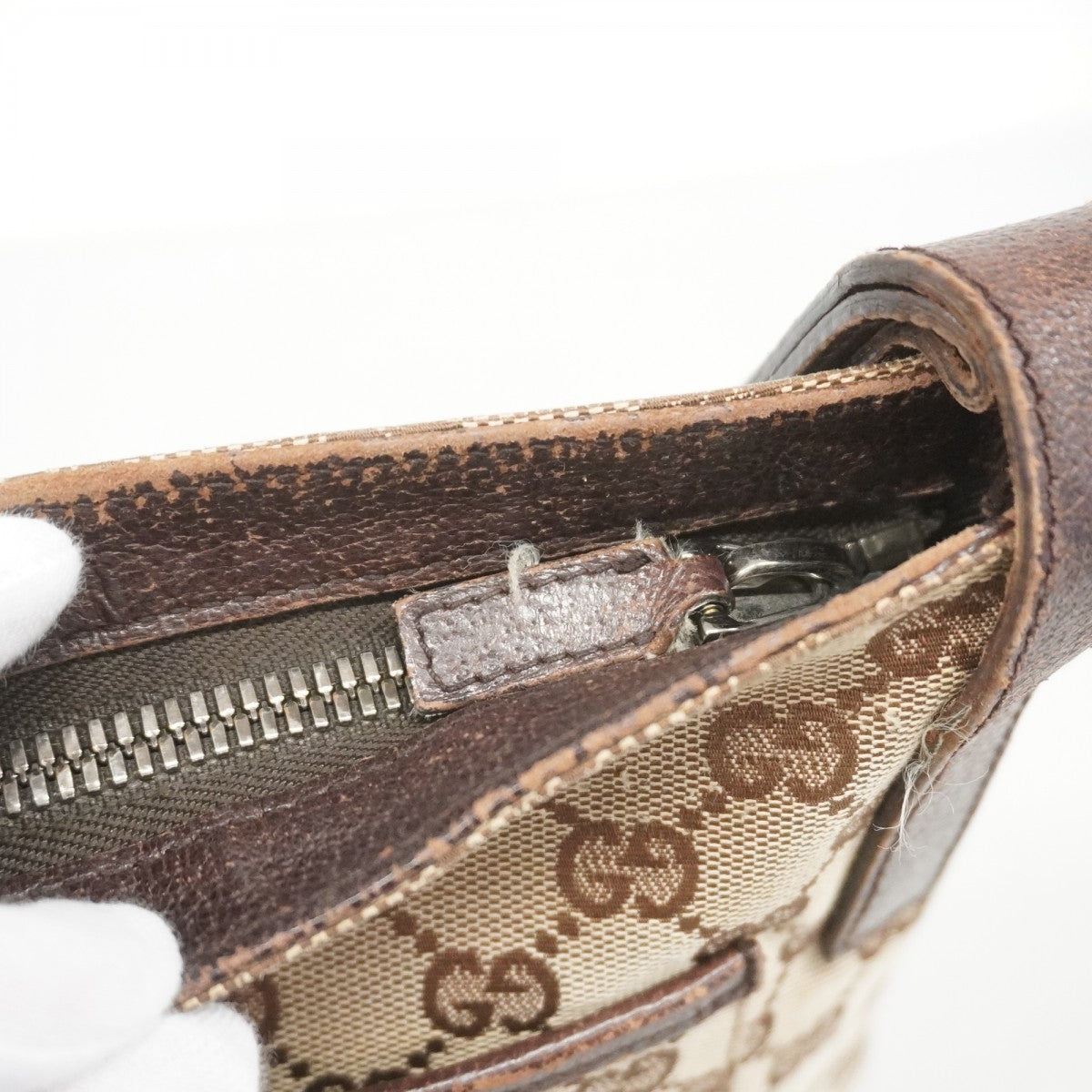★SALE【5ge5831-h】グッチ ショルダーバッグ GGキャンバス 122793 キャンバス ベージュ ブラウン シルバー金具【中古】レディース