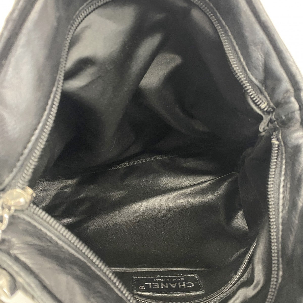 【5ge5891-h】シャネル ショルダーバッグ チェーンショルダー ラムスキン ブラック シルバー金具【中古】レディース