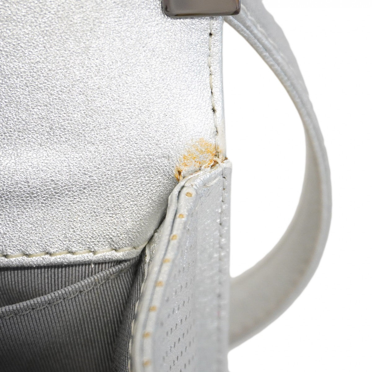 ★SALE【5ge6333-h】シャネル ショルダーバッグ ボーイシャネル チェーンショルダー パンチング レザー グレー シルバー金具【中古】レディース