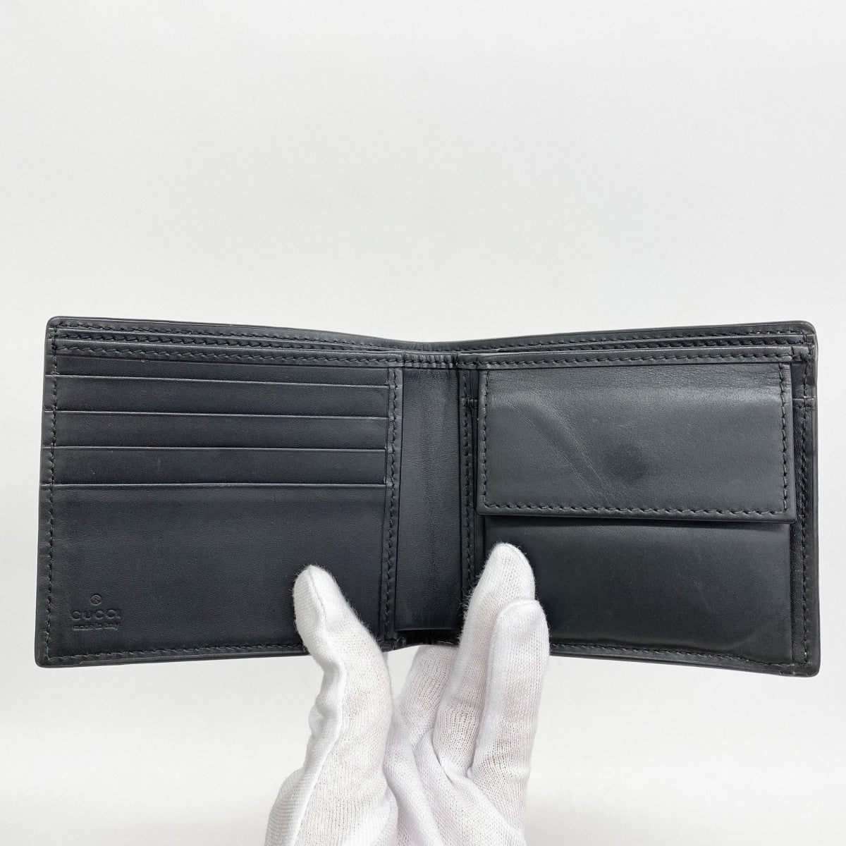 ★SALE【5ge6368-h】グッチ 財布 GGスプリーム 451266 PVC ブラウン シルバー金具【中古】メンズ