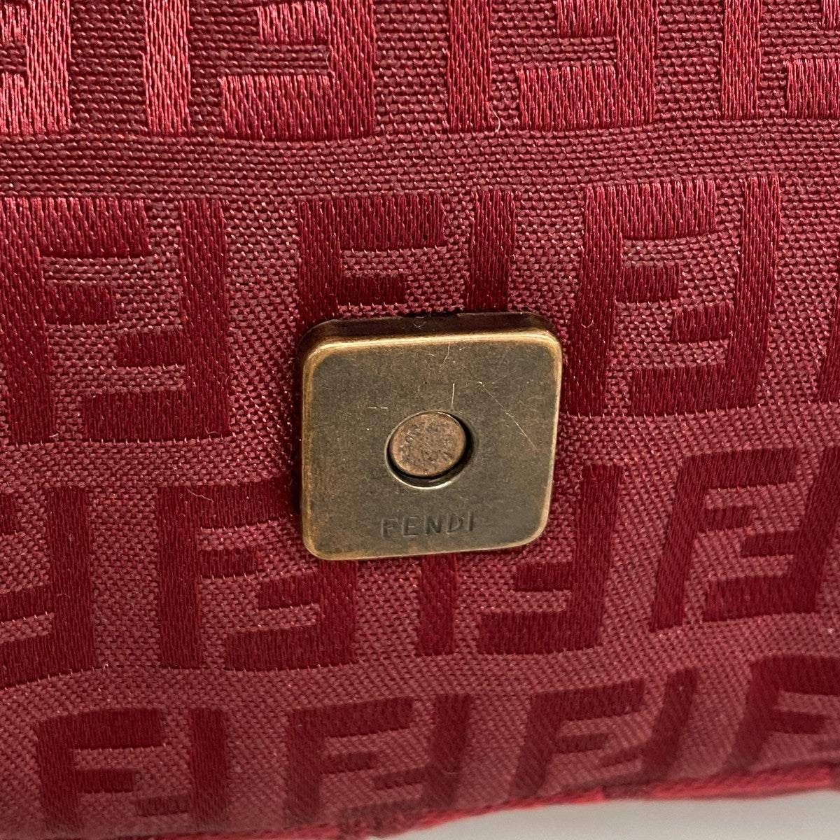 【5ge6405-h】フェンディ ハンドバッグ ズッキーノ マンマバケット ナイロンキャンバス レッド ピンクゴールド金具【中古】