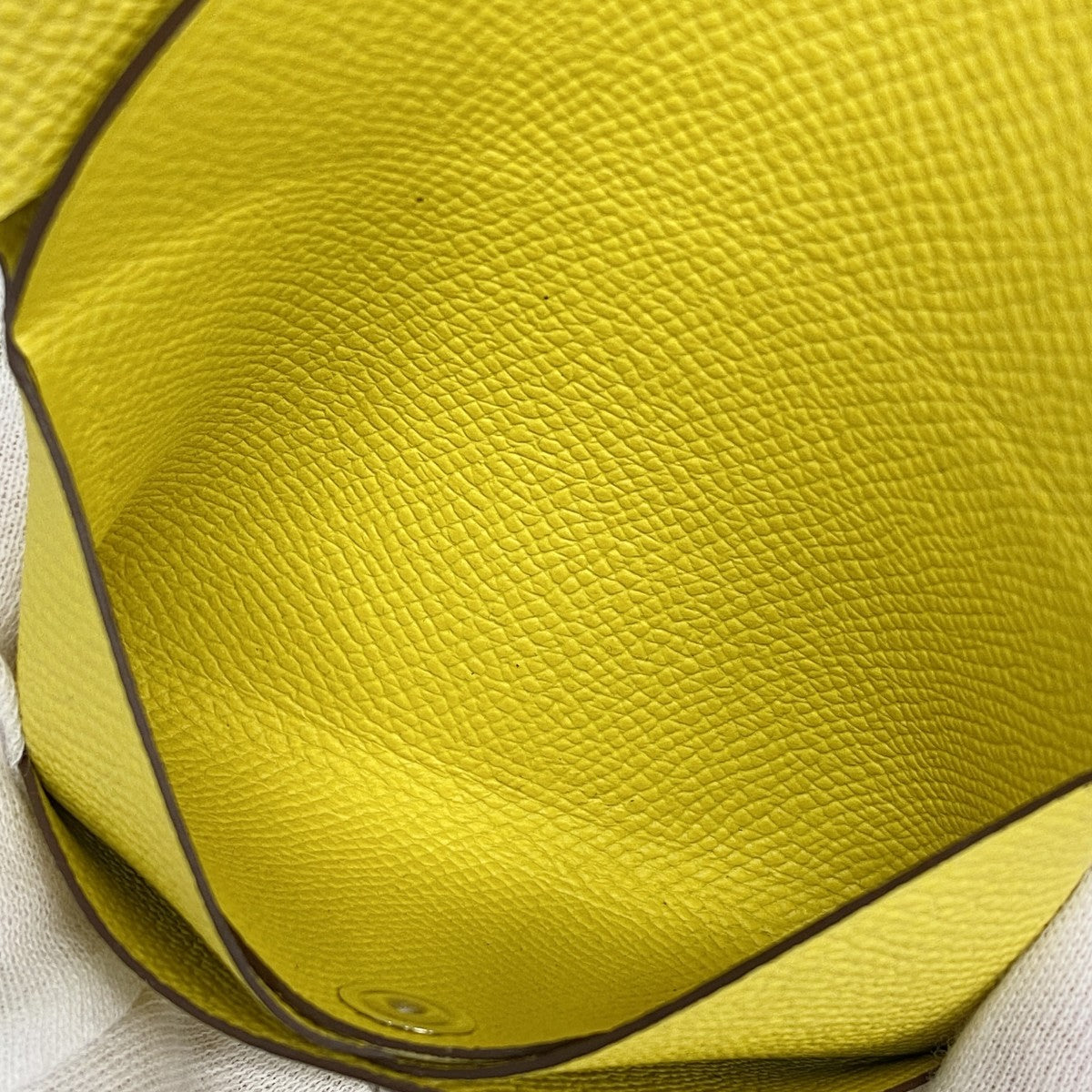 ★最終価格【5ha0148-h】エルメス コインケース カルヴィデュオ ヴォーエプソン ジョーヌシトロン シルバー金具 B刻印【中古】レディース