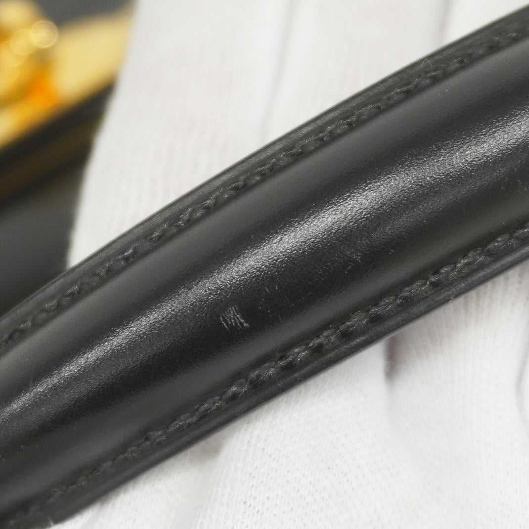 ★SALE【5hb0561-h】エルメス ハンドバッグ ケリー28 ボックスカーフ ブラック ゴールド金具 ○R刻印【中古】レディース