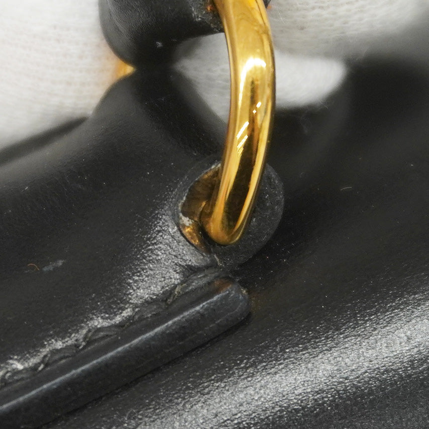 ★SALE【5hb0561-h】エルメス ハンドバッグ ケリー28 ボックスカーフ ブラック ゴールド金具 ○R刻印【中古】レディース