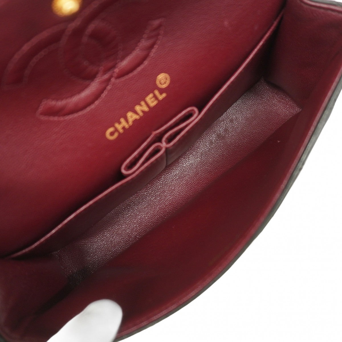★SALE【5hb0572-h】シャネル ショルダーバッグ マトラッセ Wフラップ Wチェーン ラムスキン ブラック ゴールド金具【中古】レディース