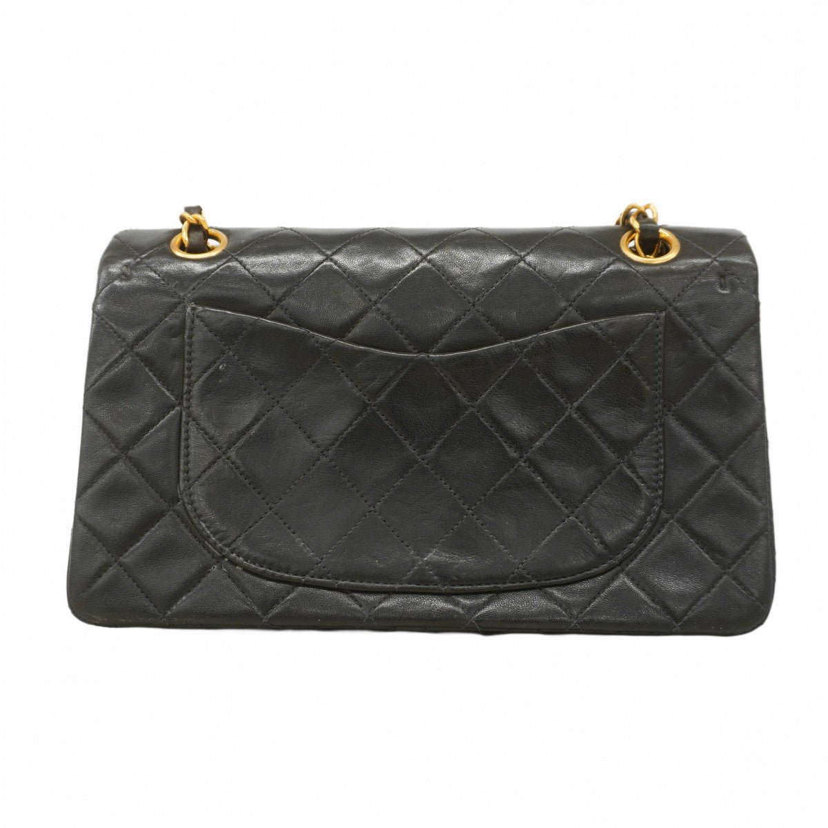 ★SALE【5hb0572-h】シャネル ショルダーバッグ マトラッセ Wフラップ Wチェーン ラムスキン ブラック ゴールド金具【中古】レディース