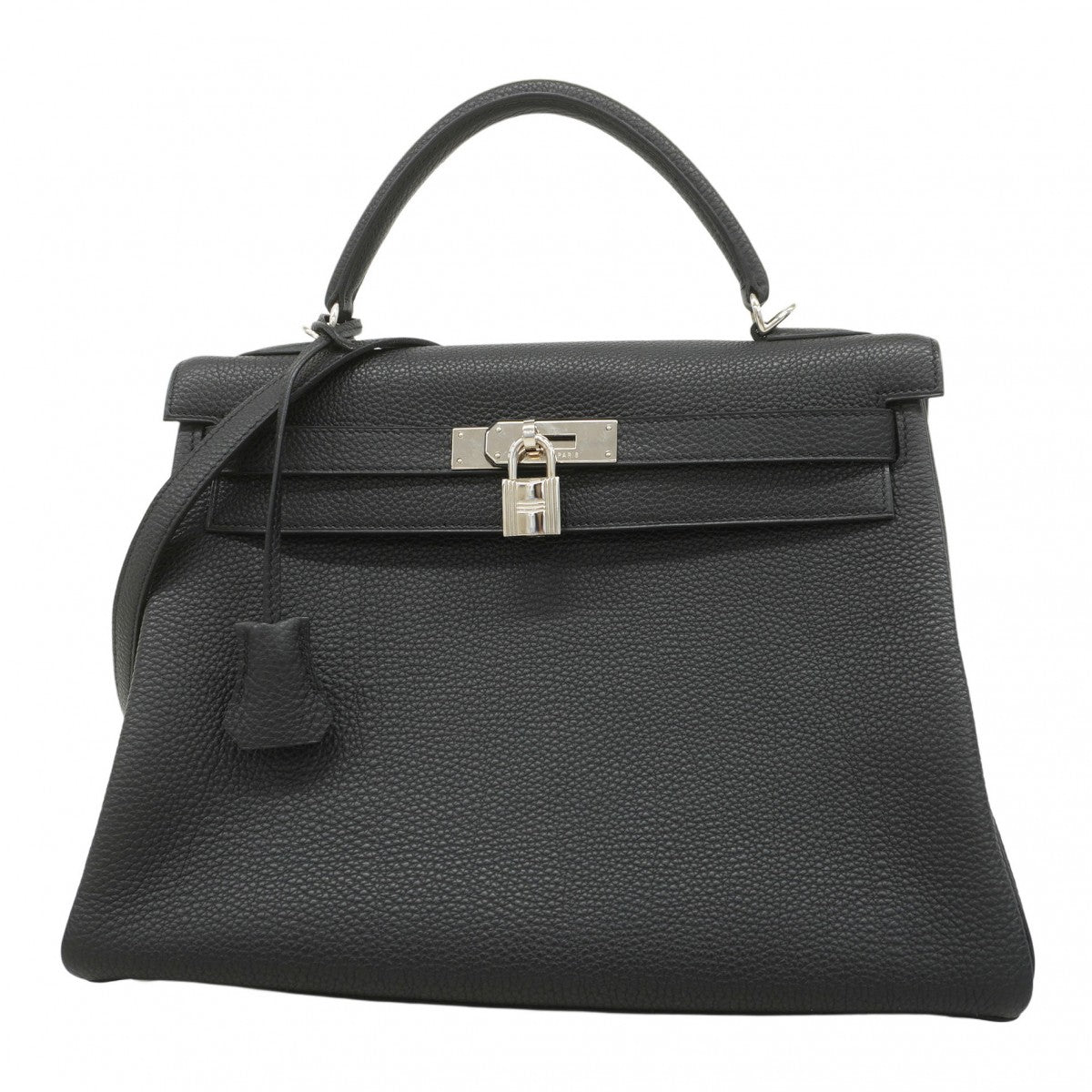【5hb1217-h】エルメス ハンドバッグ ケリー32 トゴ ブラック シルバー金具 □L刻印【中古】レディース