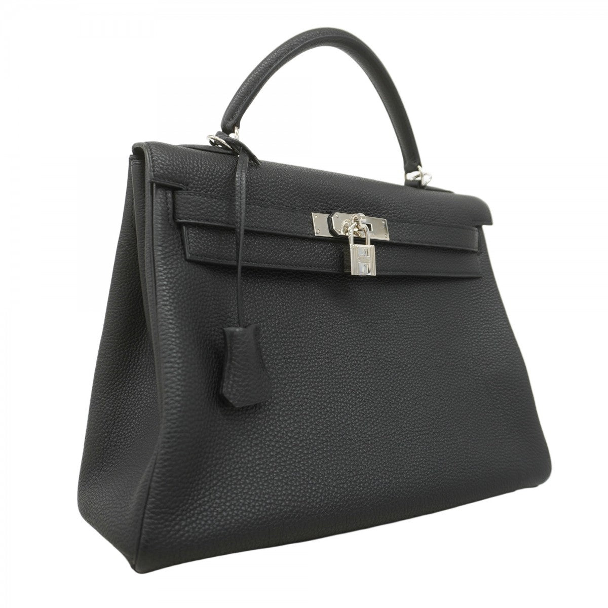 【5hb1217-h】エルメス ハンドバッグ ケリー32 トゴ ブラック シルバー金具 □L刻印【中古】レディース
