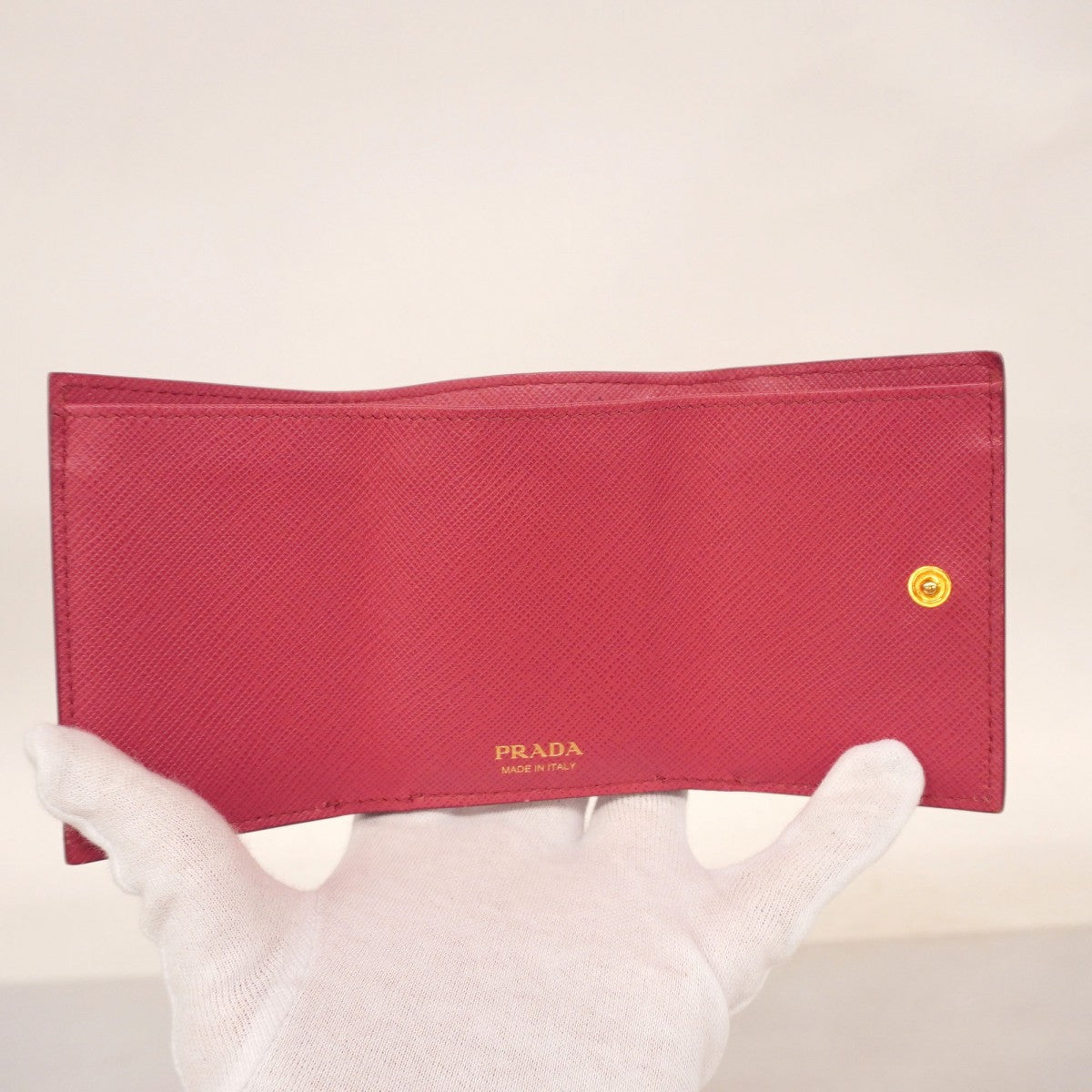 ★最終価格【5hb1346-h】プラダ 三つ折り財布 レザー ピンク ゴールド金具【中古】レディース