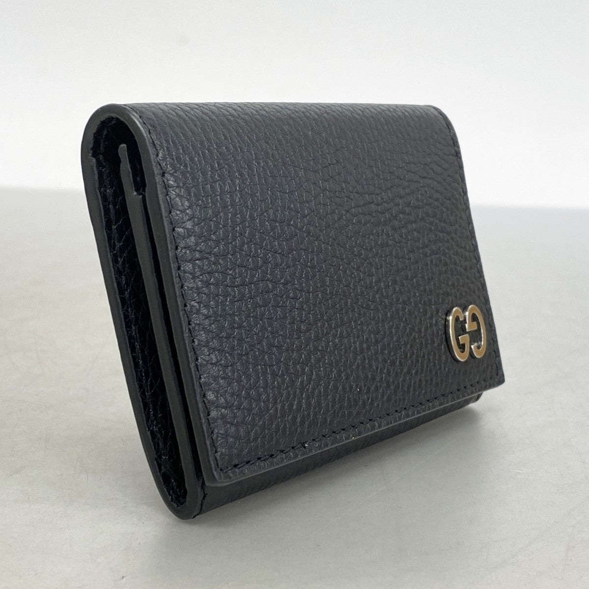 ★SALE【5hb1520】グッチ 名刺入れ 473923 レザー ブラック シルバー金具【中古】メンズ