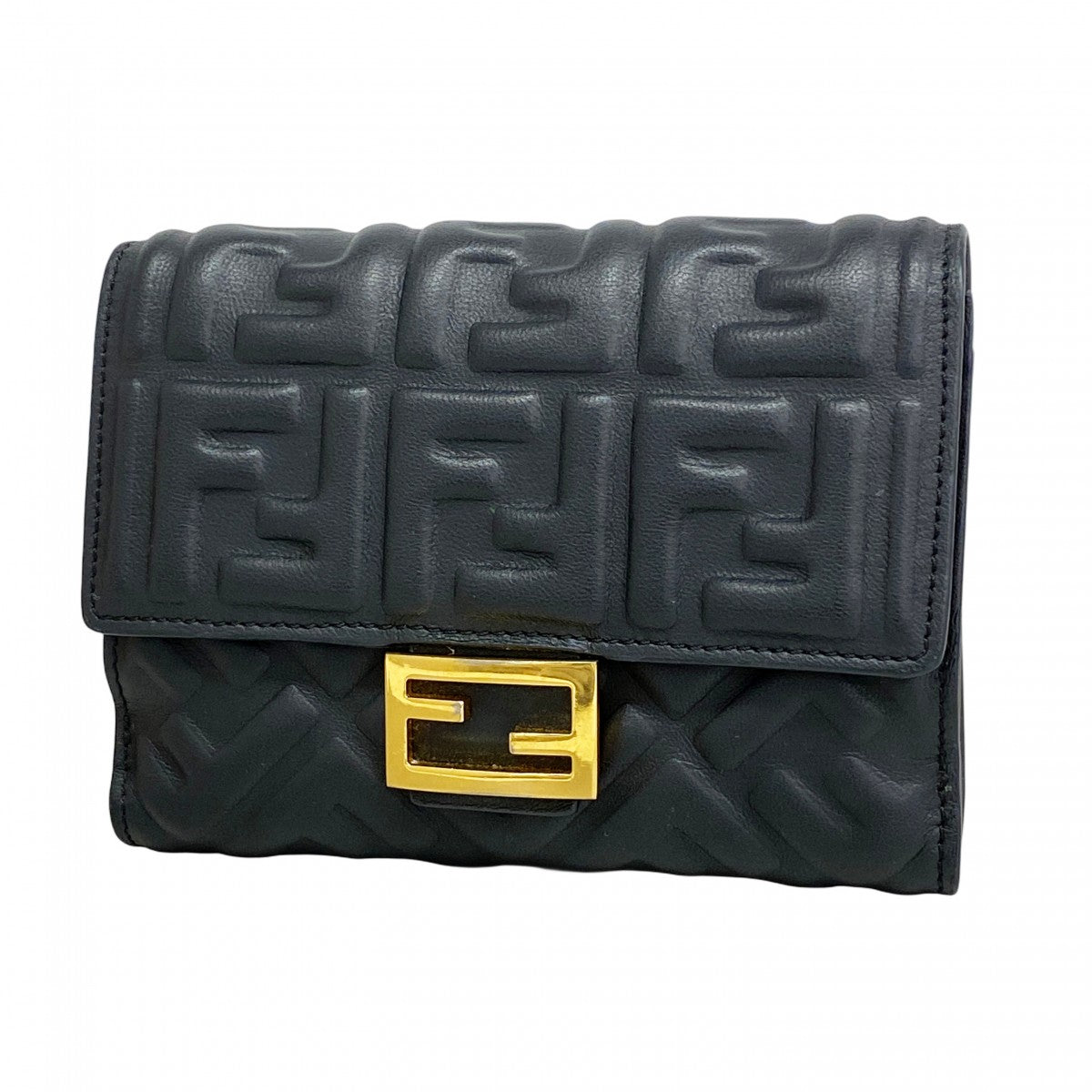 ★最終価格★SALE【5hb1598】フェンディ 財布 レザー ブラック ゴールド金具【中古】レディース