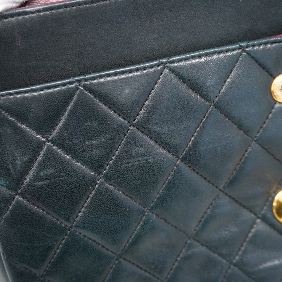 ★SALE【5hb1672-h】シャネル ショルダーバッグ マトラッセ Wフラップ Wチェーン ラムスキン ブラック ゴールド金具【中古】レディース