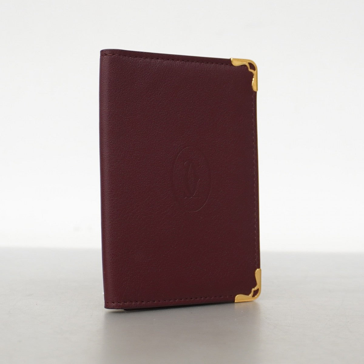 ★SALE【5hb1684-h】カルティエ カードケース マスト レザー ボルドー ゴールド金具【中古】レディース