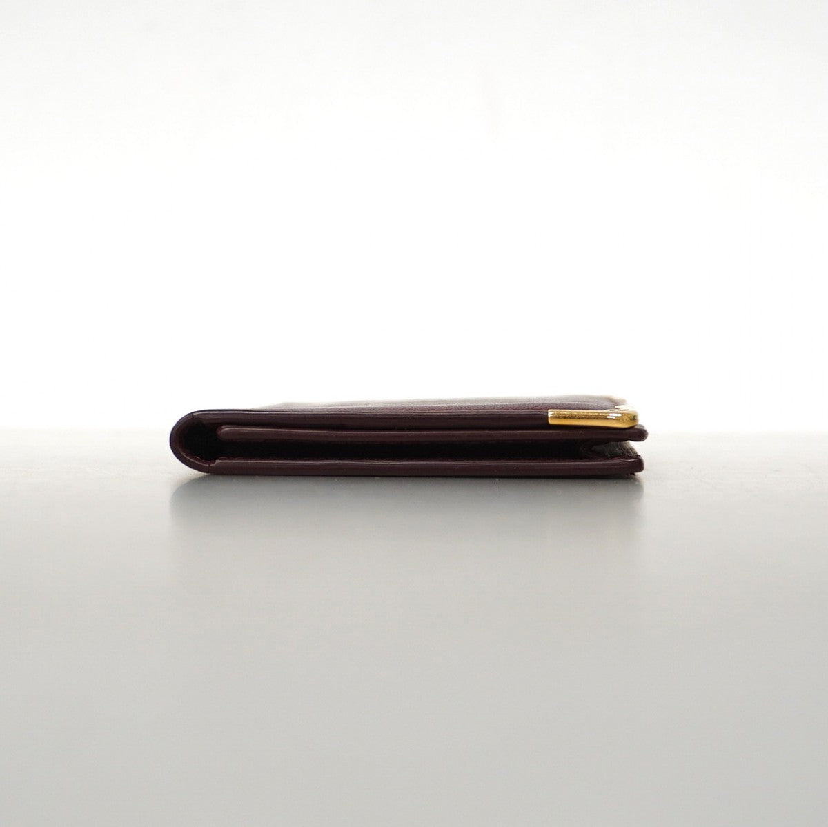 ★SALE【5hb1684-h】カルティエ カードケース マスト レザー ボルドー ゴールド金具【中古】レディース