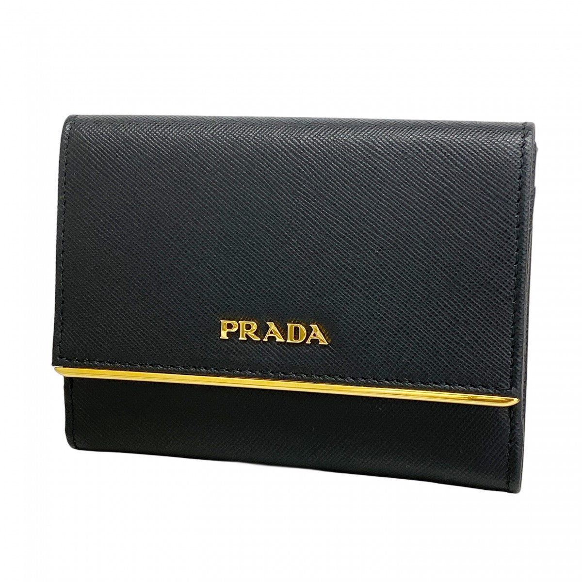 ★最終価格★SALE【5hb1719-h】プラダ 財布 レザー ブラック ゴールド金具【中古】レディース