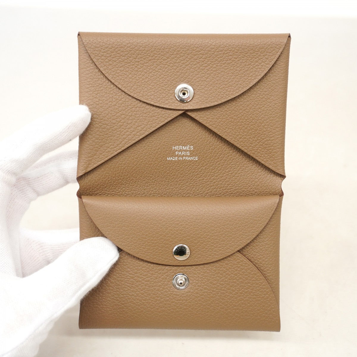 【5hc1792-h】エルメス コインケース カルヴィデュオ エバーカラー エトゥープ シルバー金具 W刻印【中古】メンズ レディース ユニセックス