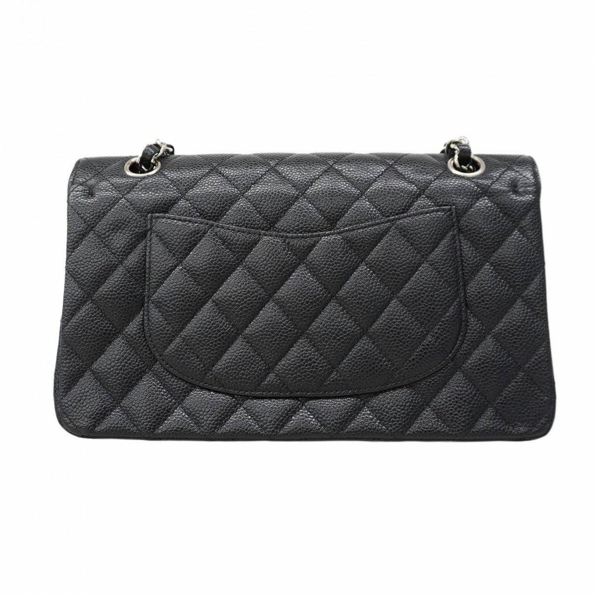 ★SALE【5hc1882-h】シャネル ショルダーバッグ マトラッセ Wフラップ Wチェーン キャビアスキン ブラック シルバー金具【中古】レディース