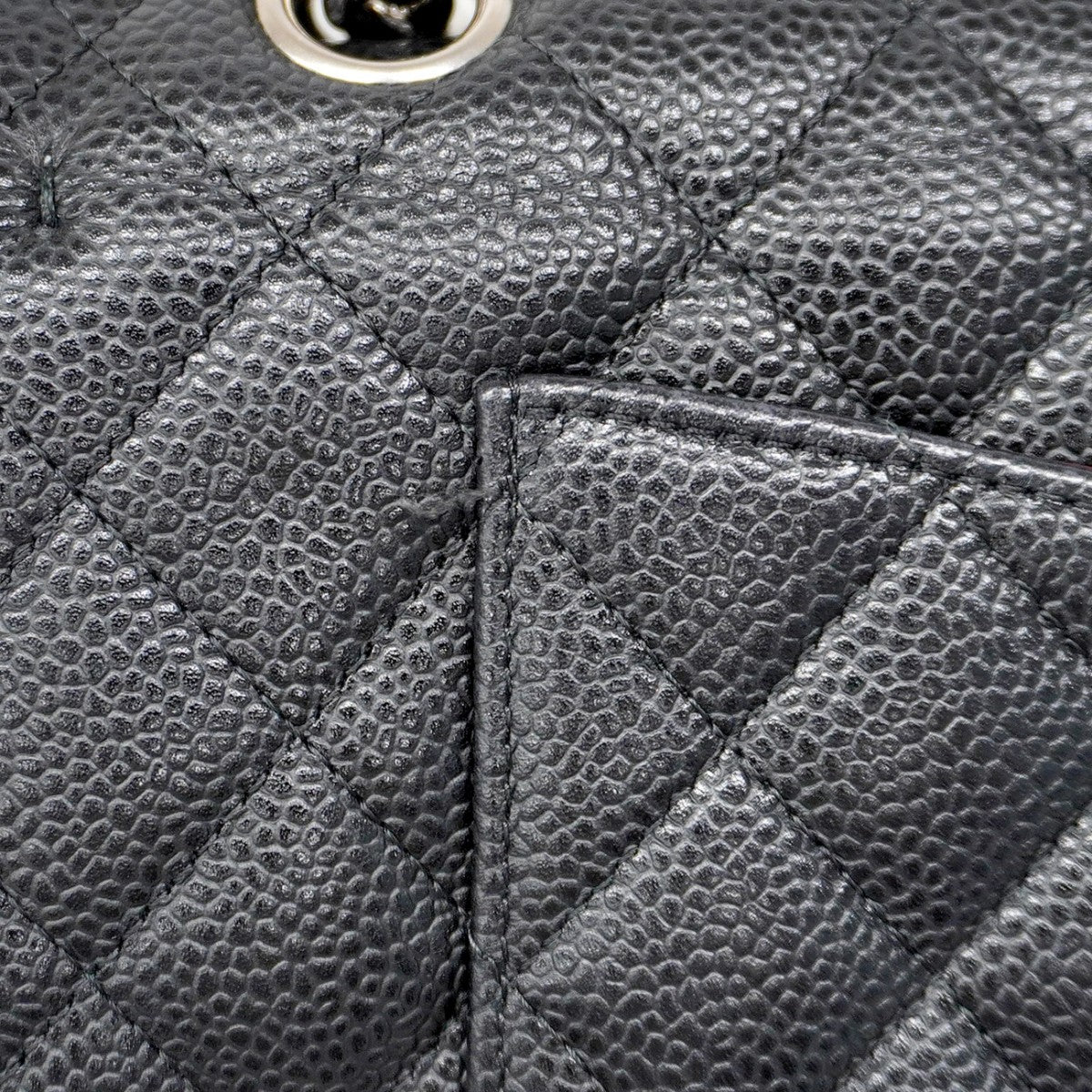 ★SALE【5hc1882-h】シャネル ショルダーバッグ マトラッセ Wフラップ Wチェーン キャビアスキン ブラック シルバー金具【中古】レディース