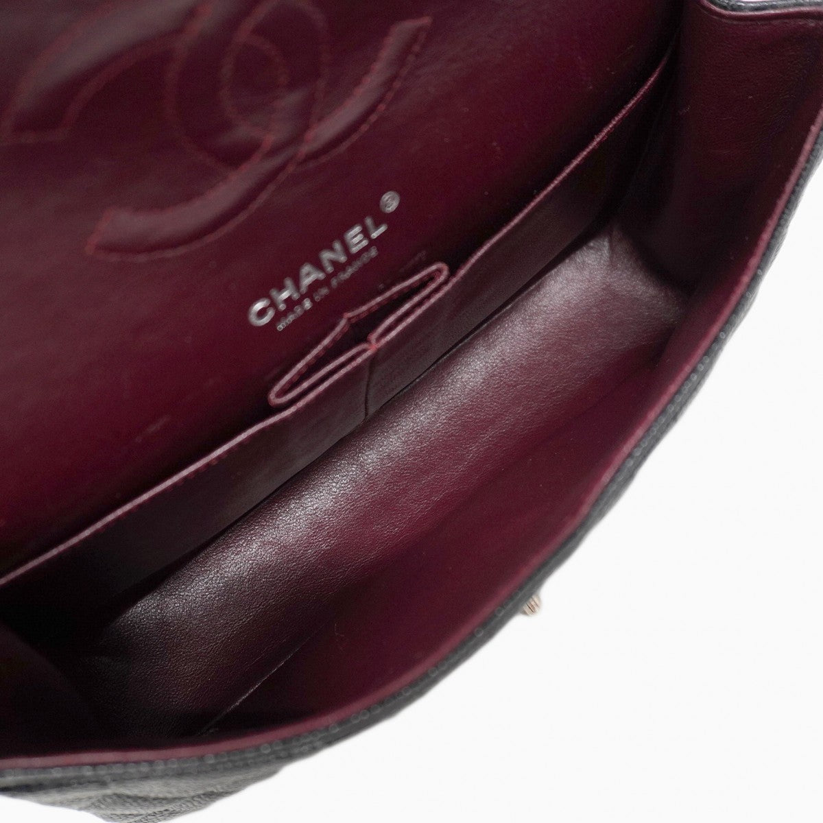 ★SALE【5hc1882-h】シャネル ショルダーバッグ マトラッセ Wフラップ Wチェーン キャビアスキン ブラック シルバー金具【中古】レディース