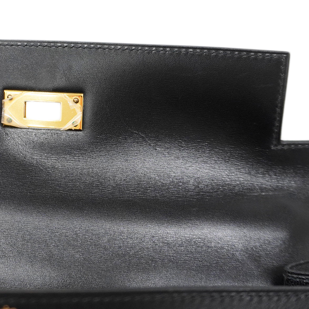 【5hc1916-h】エルメス ハンドバッグ ケリー28 ボックスカーフ ブラック ゴールド金具 □P刻印【中古】レディース