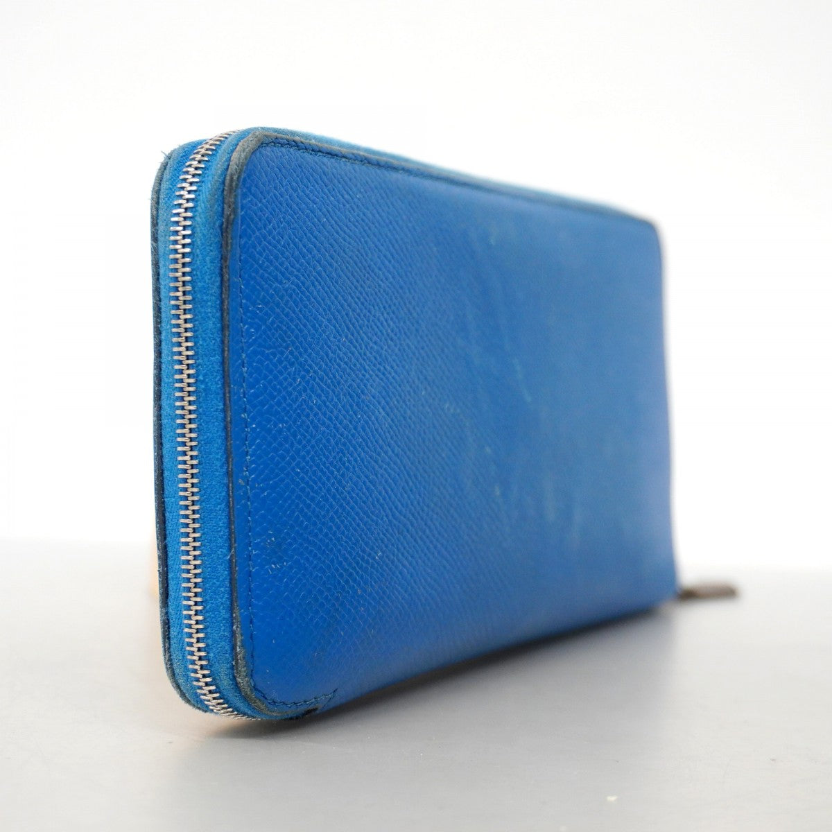 ★SALE【5hc1995-h】エルメス 長財布 アザップロングシルクイン ヴォーエプソン ブルーフランス シルバー金具 C刻印【中古】レディース