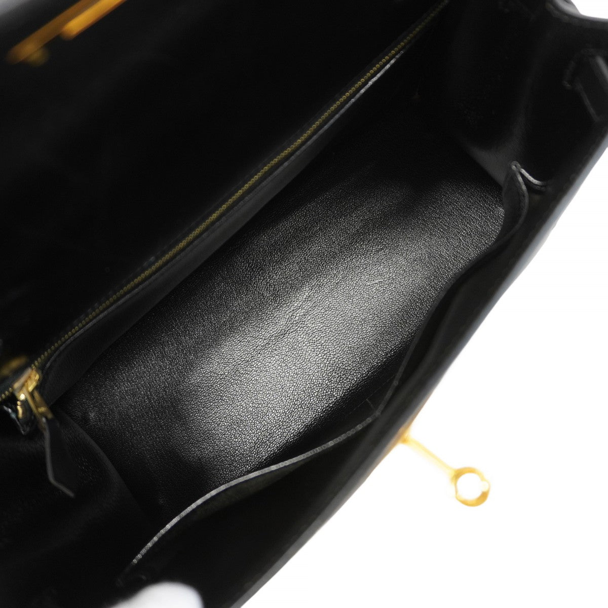 【5hc2139-h】エルメス ハンドバッグ ケリー28 ボックスカーフ ブラック ゴールド金具 □F刻印【中古】レディース