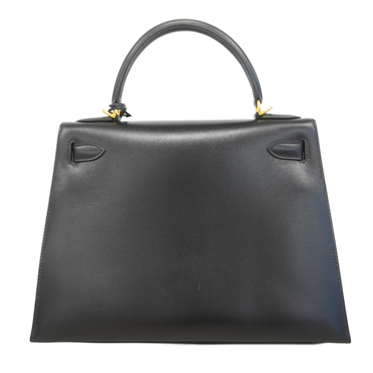 【5hc2139-h】エルメス ハンドバッグ ケリー28 ボックスカーフ ブラック ゴールド金具 □F刻印【中古】レディース