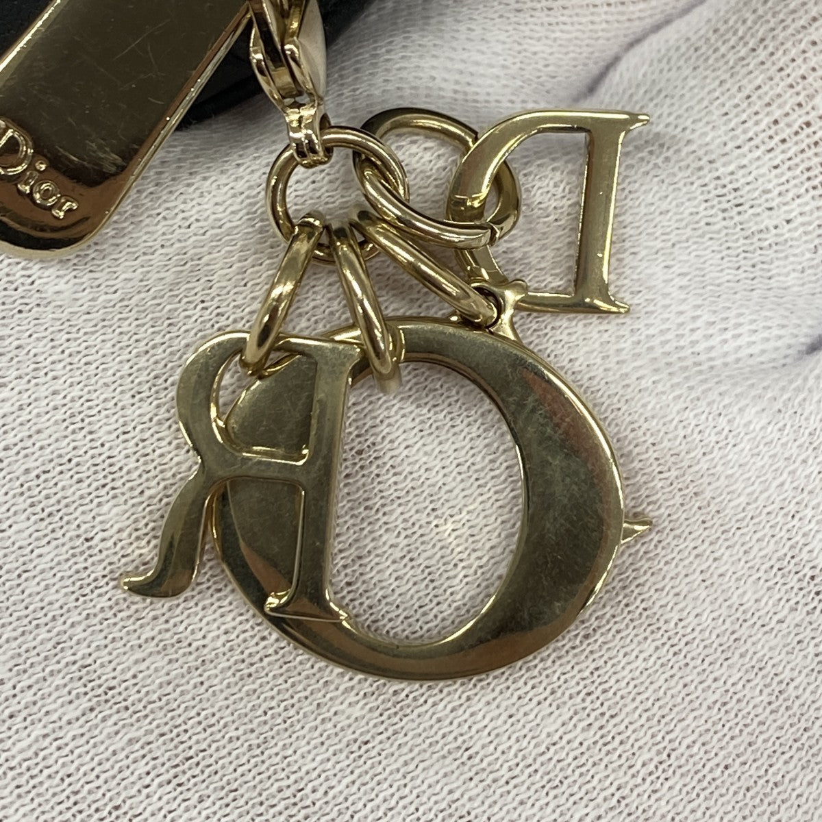 ★最終価格★SALE【5hc2265-h】クリスチャンディオール フォンケース カナージュ レザー ブラック ゴールド金具【中古】レディース
