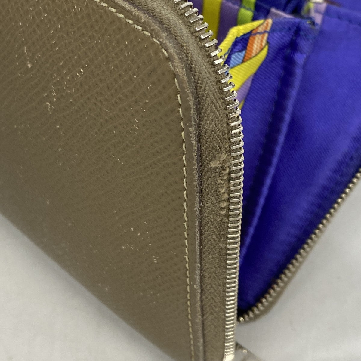 【5hc2305-h】エルメス 長財布 アザップロングシルクイン ヴォーエプソン エトゥープ シルバー金具 □R刻印【中古】レディース