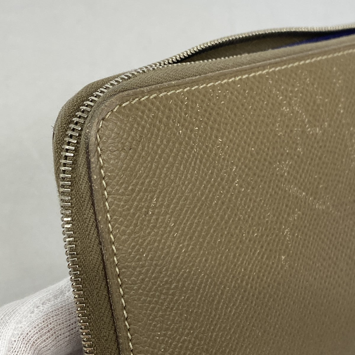 【5hc2305-h】エルメス 長財布 アザップロングシルクイン ヴォーエプソン エトゥープ シルバー金具 □R刻印【中古】レディース