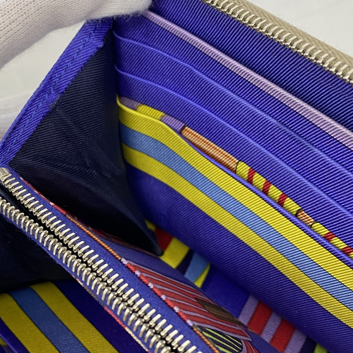 【5hc2305-h】エルメス 長財布 アザップロングシルクイン ヴォーエプソン エトゥープ シルバー金具 □R刻印【中古】レディース