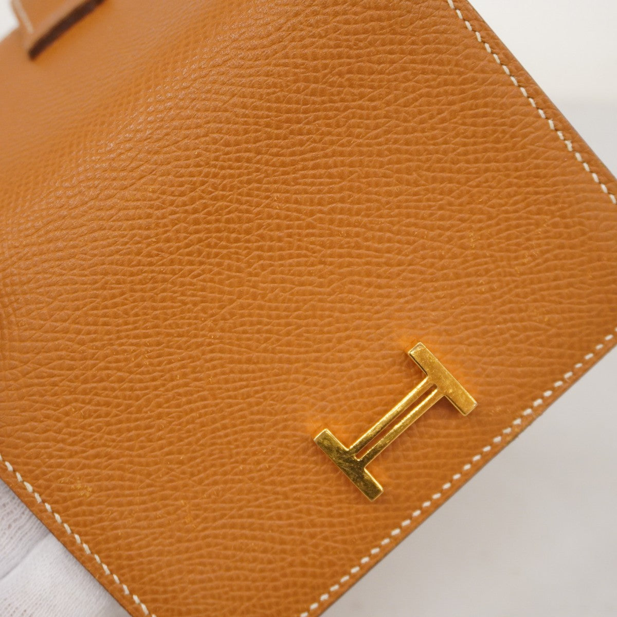 【5hc2399-h】エルメス コインケース ベアンミニ ヴォーエプソン ゴールド ゴールド金具 A刻印【中古】メンズ レディース ユニセックス