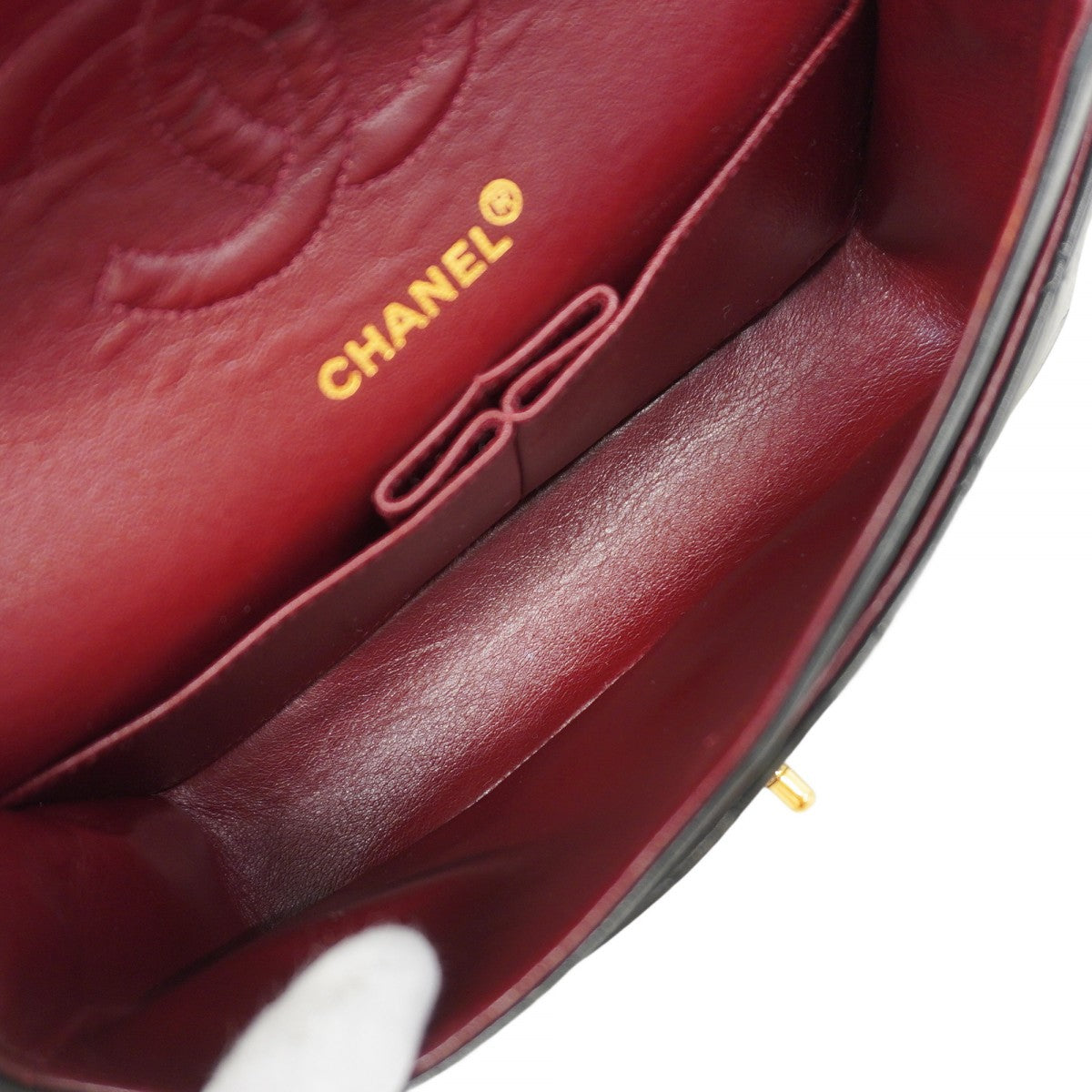 ★SALE【5hc2493-h】シャネル ショルダーバッグ マトラッセ Wフラップ Wチェーン ラムスキン ブラック ゴールド金具【中古】レディース