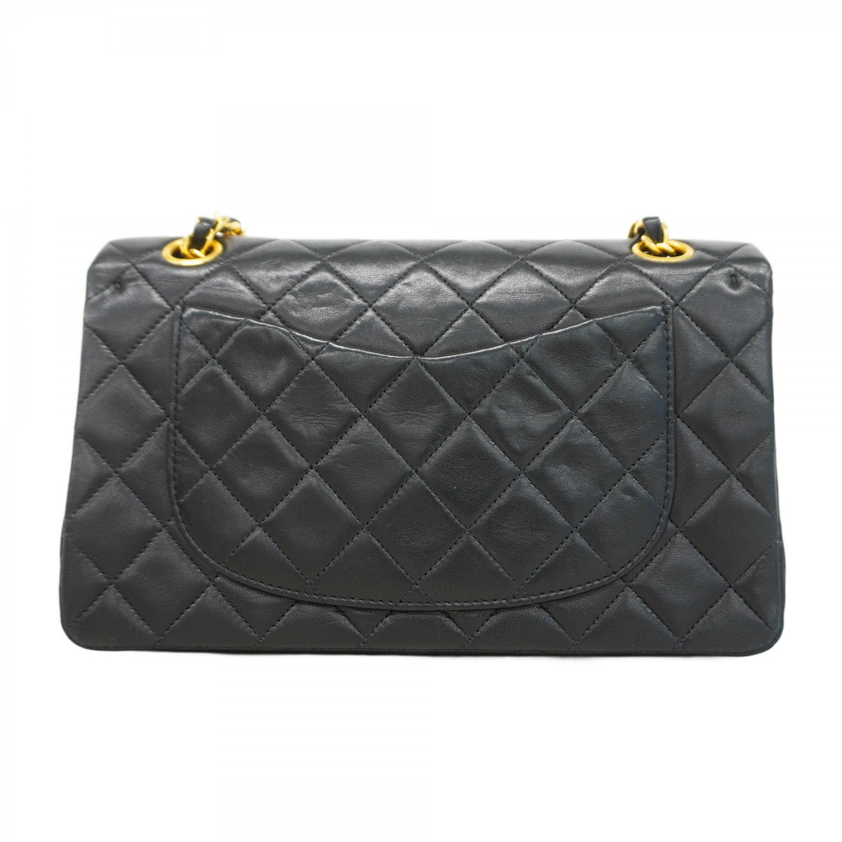 ★SALE【5hc2493-h】シャネル ショルダーバッグ マトラッセ Wフラップ Wチェーン ラムスキン ブラック ゴールド金具【中古】レディース
