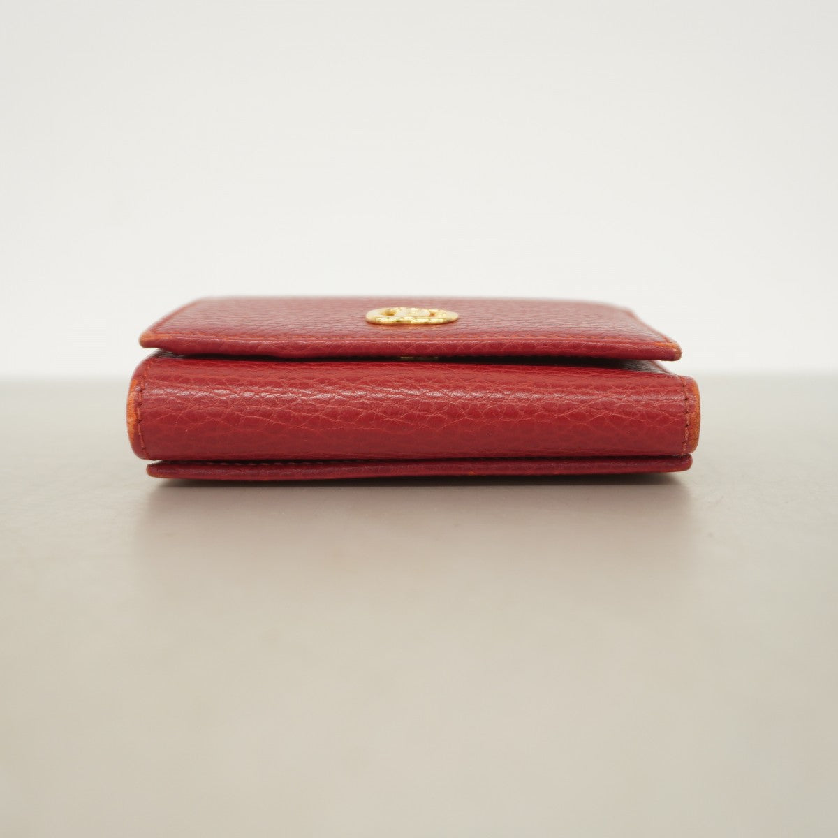 【5hd3585-h】グッチ 三つ折り財布 GGマーモント 474746 レザー レッド ゴールド金具【中古】レディース