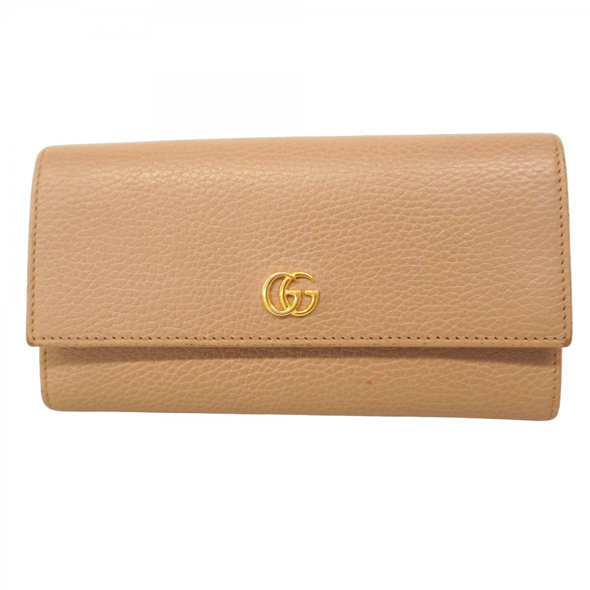 【5hd3655-h】グッチ 長財布 GGマーモント 456116 レザー ベージュ ゴールド金具【中古】レディース