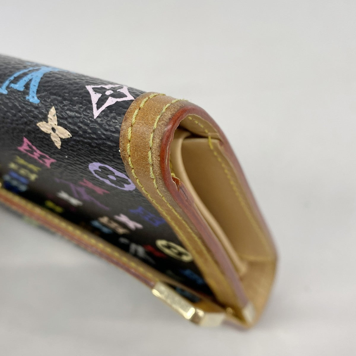 【5hd3826-h】ルイヴィトン 三つ折り長財布 モノグラム・マルチカラー ポルトトレゾールインターナショナル M92658 ノワール【中古】レディース