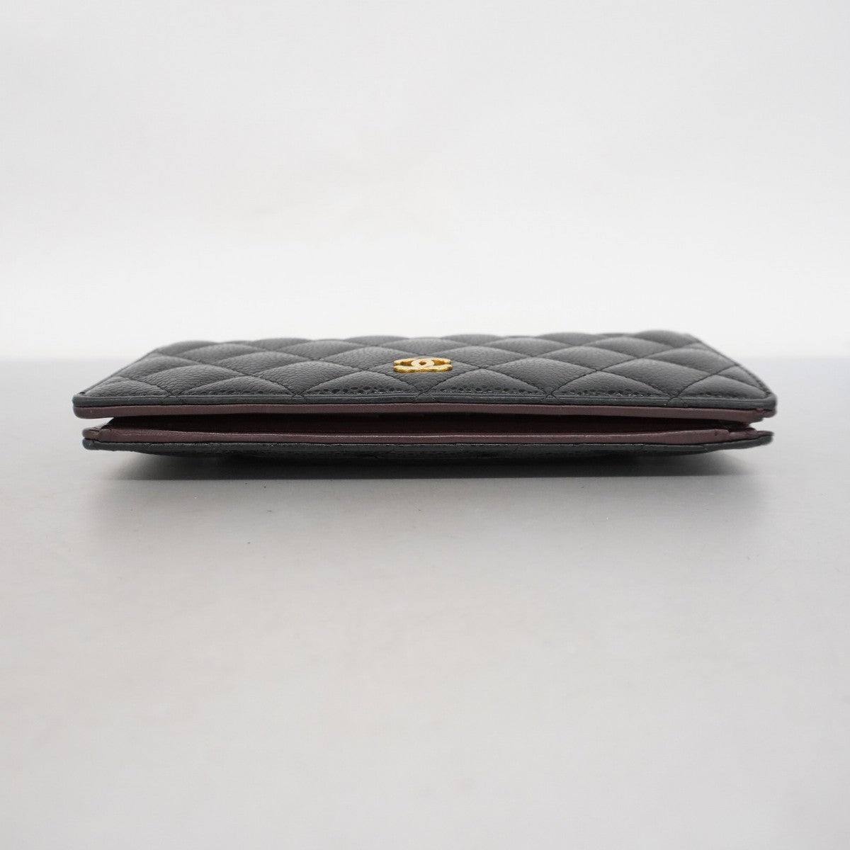 【5hd3844-h】シャネル 長財布 マトラッセ キャビアスキン ブラック ゴールド金具【中古】レディース