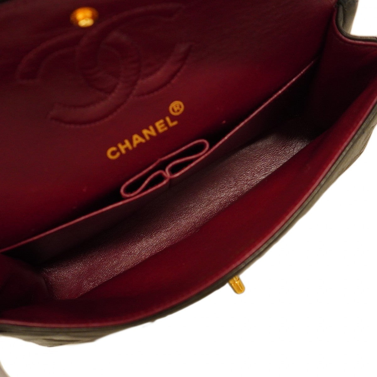 【5hd3938-h】シャネル ショルダーバッグ マトラッセ Wフラップ Wチェーン ラムスキン ブラック ゴールド金具【中古】レディース
