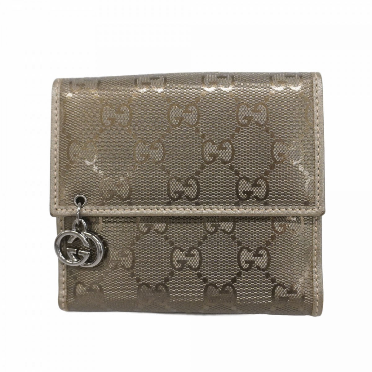【5hd3956-h】グッチ 財布 GGインプリメ 212105 コーティングキャンバス カーキ シルバー金具【中古】レディース