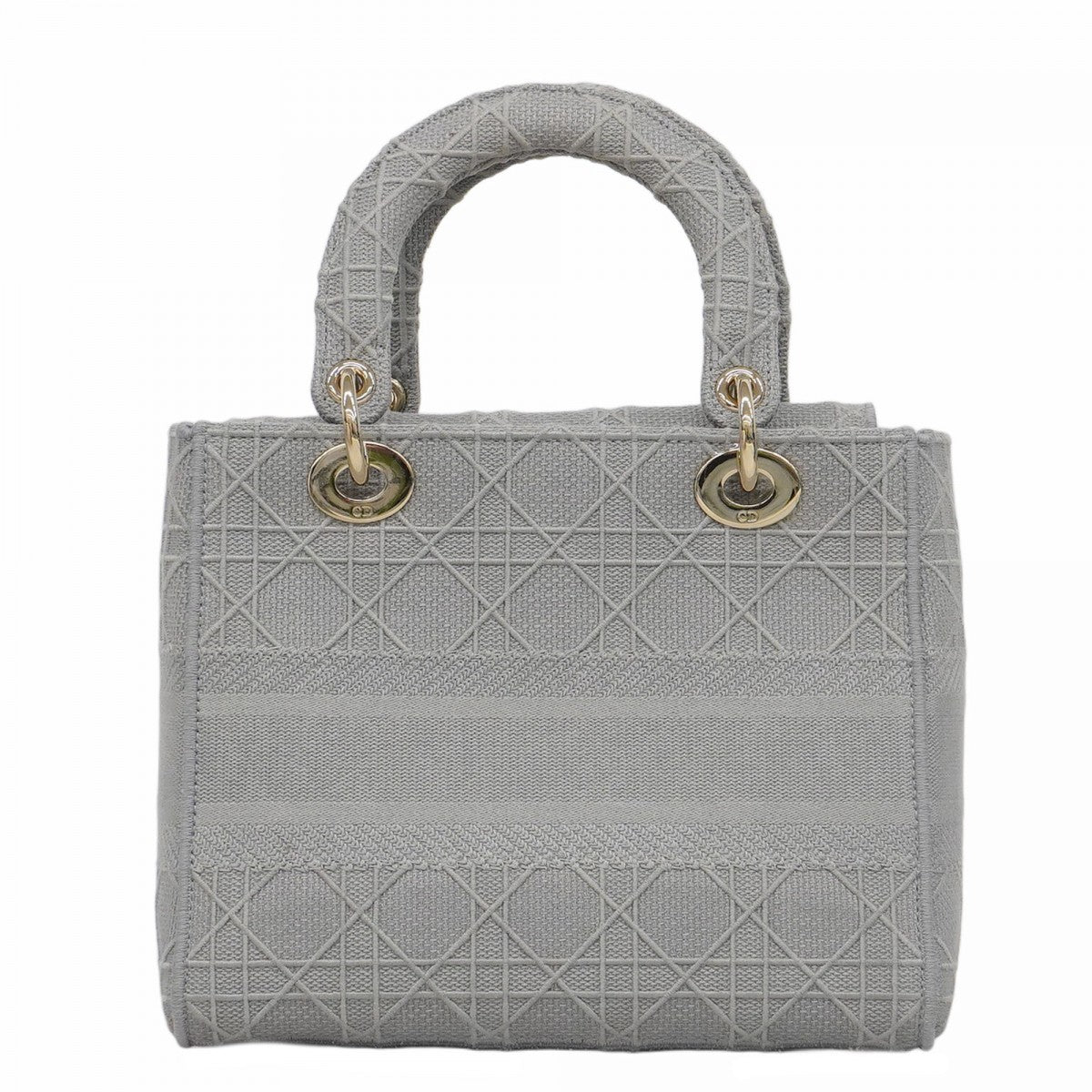【5hd4031-h】クリスチャンディオール ハンドバッグ LADY D-LITE キャンバス グレー シャンパンゴールド金具【中古】レディース