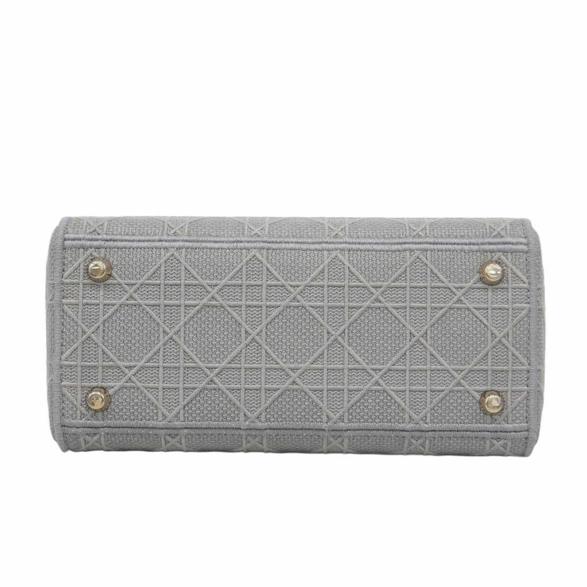 【5hd4031-h】クリスチャンディオール ハンドバッグ LADY D-LITE キャンバス グレー シャンパンゴールド金具【中古】レディース