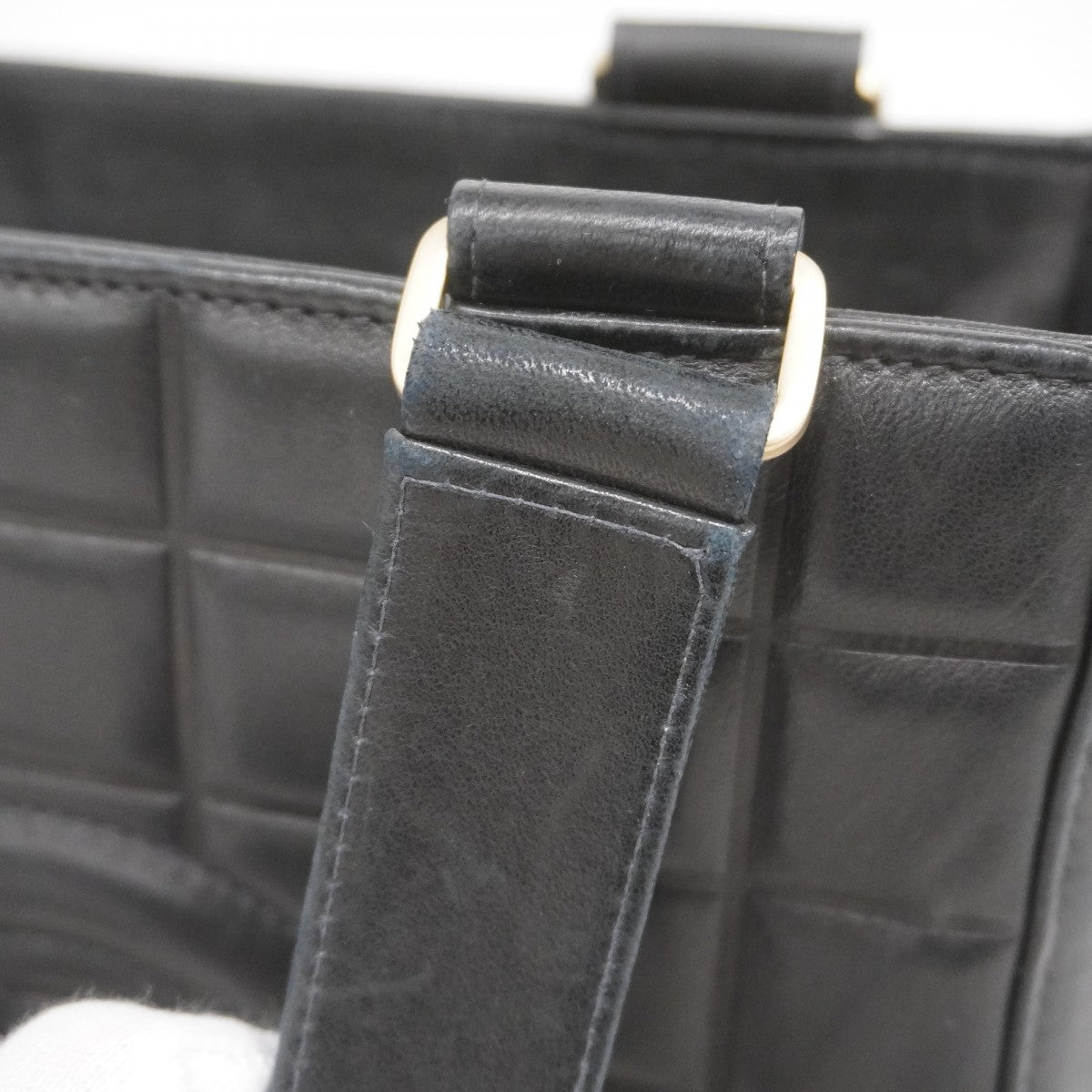 【5hd4115-b-h】シャネル トートバッグ チョコバー ラムスキン ブラック シャンパンゴールド金具【中古】レディース