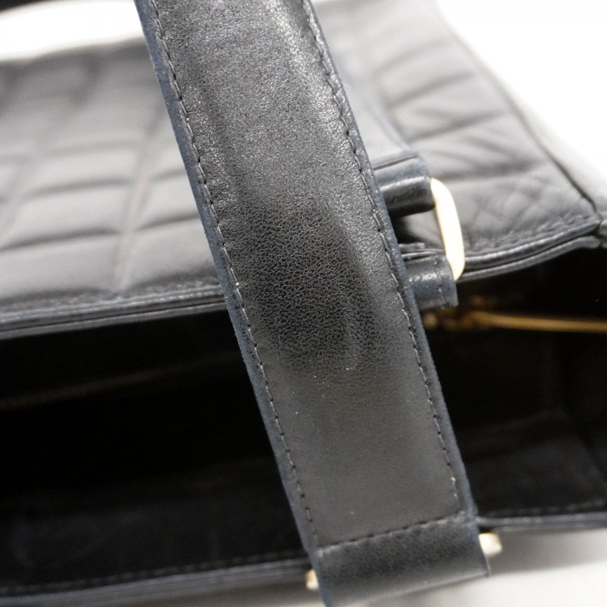 【5hd4115-b-h】シャネル トートバッグ チョコバー ラムスキン ブラック シャンパンゴールド金具【中古】レディース